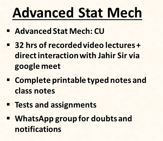 Advanced Stat Mech: DSE Course – CU Syllabus